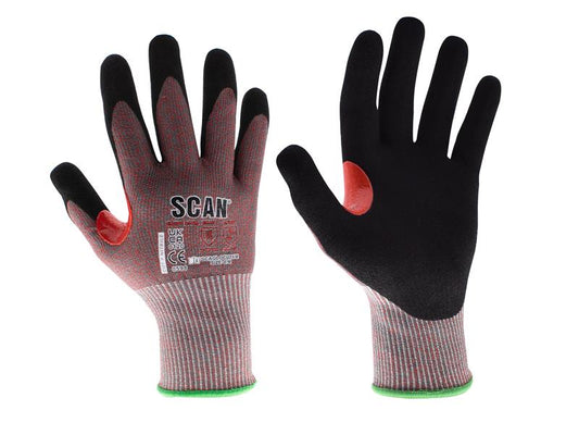 Scan Nitrile Palm Cut F Gloves L Size 9 Resistant To Oil & Grease SCAGLOCUTFL