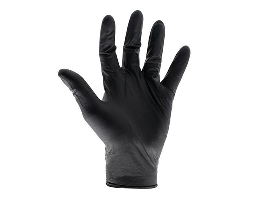 Scan Black Heavy-Duty Nitrile Disposable Gloves Large Box of 100 SCAGLODNHDL
