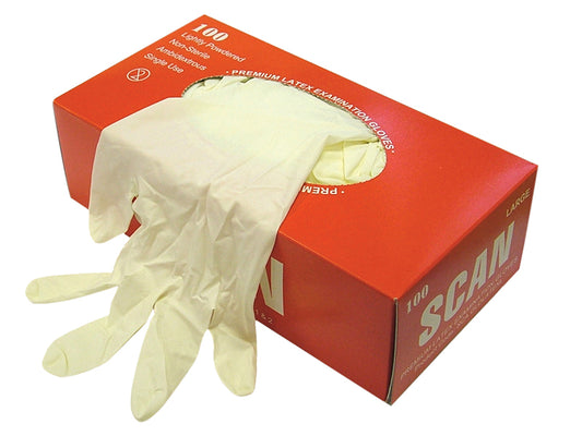 Scan Latex Gloves - Medium (Box 100) SCAGLOLATEXM