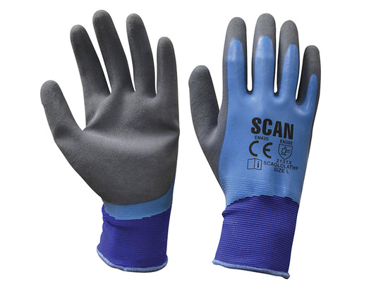 Scan Waterproof Latex Gloves - L (Size 9) SCAGLOLATWP