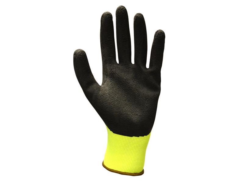 Scan Hi-Vis Yellow Foam Latex Coated Gloves -XL (Size 10) SCAGLOLATYXL