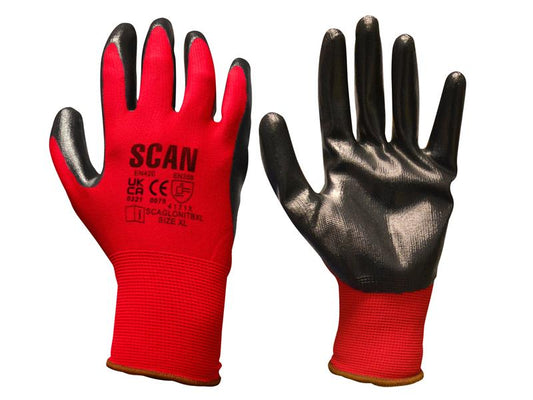 Scan Nitrile Coated Knitted Gloves - L (Size 9) SCAGLONITBL
