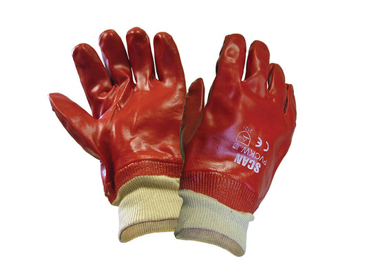 Scan PVC Knitwrist Gloves - L (Size 9) SCAGLOPVCKW