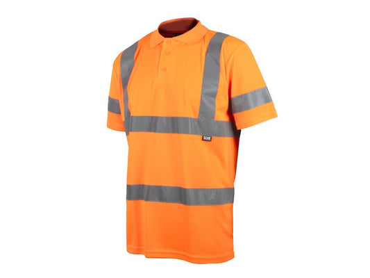 Scan Hi-Vis Polo Shirt Orange XXL 50in 100% Polyester SCAHVPSXXLO