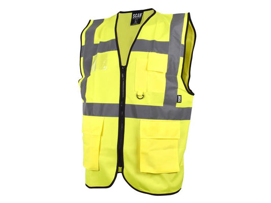 Scan Hi-Vis Utility Yellow Waistcoat M 41in Nylon zipper SCAHVUWM