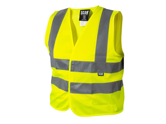 Scan Childs Hi-Vis Waistcoat Yellow 4-6 Hook And Loop Fastening Strip SCAHVWC6