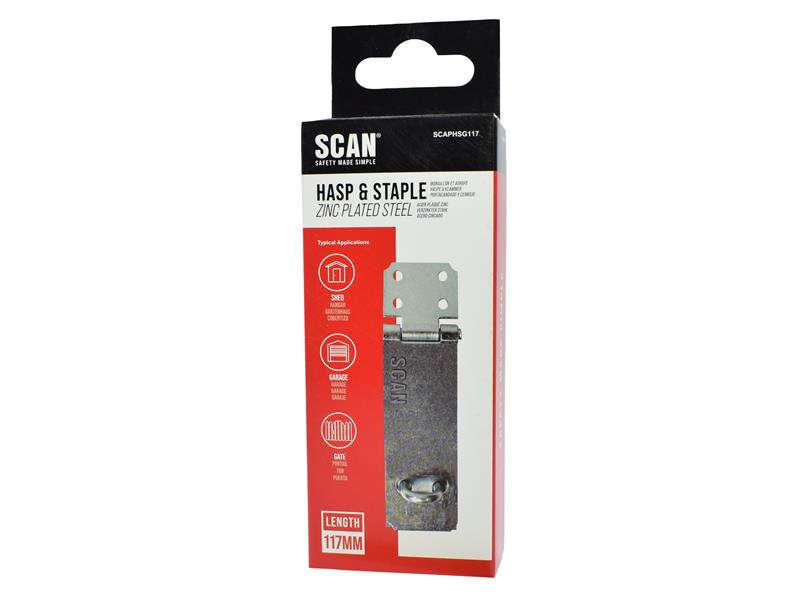 Scan Hasp and Staple Length 117mm Width 38mm Shackle Hole 16mm SCAPHSG117