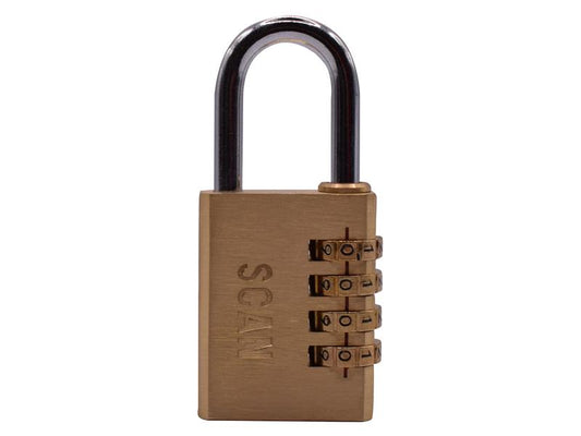 Scan 4 Digit Brass Combination Padlock 38mm SCAPLB38COM