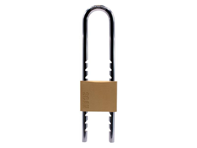 Scan Brass Padlock 50mm Sliding Adjustable Shackle Height 63-154mm SCAPLBSLIDE