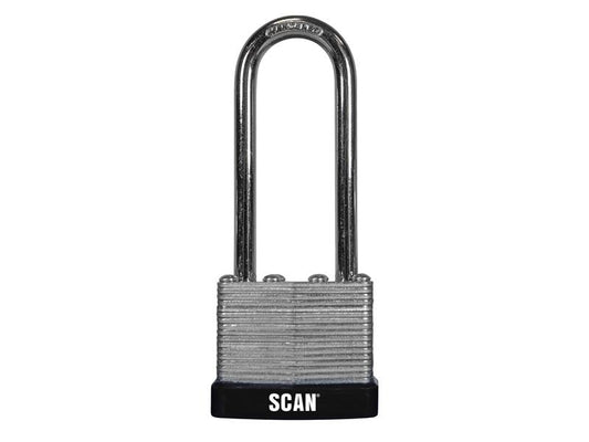 Scan Laminated Steel Padlock 40mm Long Shackle Galvanised Plates SCAPLLAM40LS