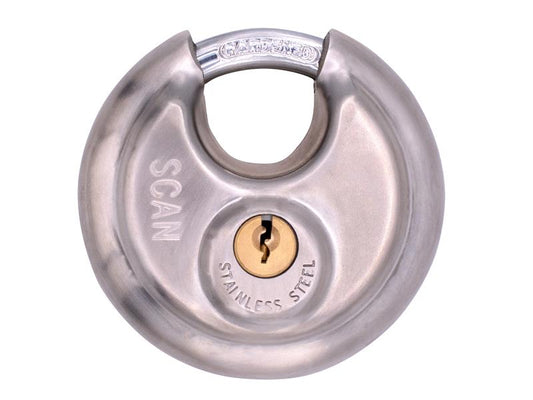 Scan Stainless Steel Disk Type Padlock 80mm Indoor Or Outdoor Use SCAPLSS80DIS