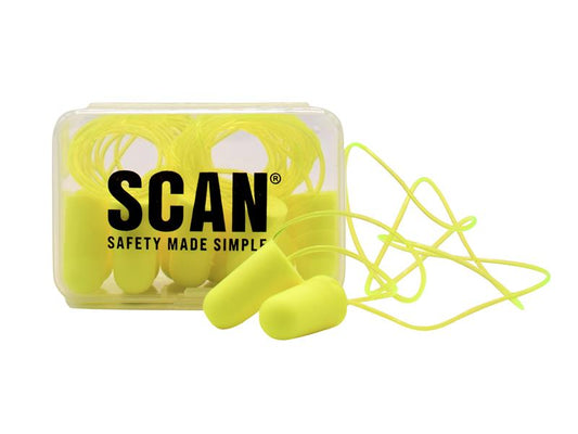 Scan Foam Earplugs & Cord (6 Pairs) SCAPPEEARPLC
