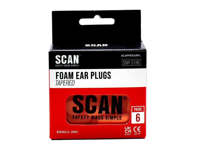 Scan Tapered Foam Earplugs (6 Pairs) SCAPPEEARPL