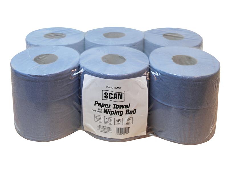 Scan Paper Towel Wiping Roll 2-Ply 176mm x 150m (Pack 6) SCASC150M6F