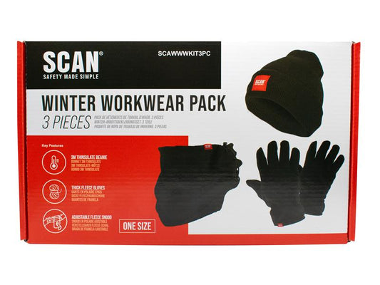 Scan Winter Workwear Pack Beanie Fleece Gloves & Snood SCAWWWKIT3PC