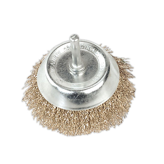 Sealey Wire Cup Brush �75mm with 6mm Shaft SCB75