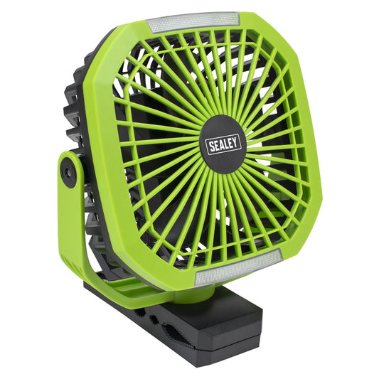 Sealey Portable Clip Fan with Worklight 8" 4 Speeds For Desktop etc SCF8WL