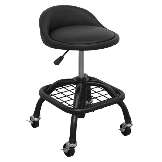 Sealey Creeper Stool Pneumatic with Adjustable Height Swivel Seat & Back Rest SCR02B