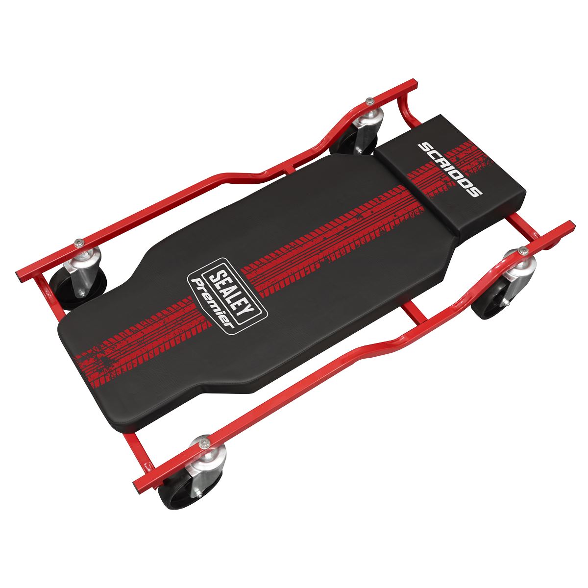 Sealey Vinyl Covered Steel Creeper with 4 Swivel Castor Wheels Headrest SCR100S