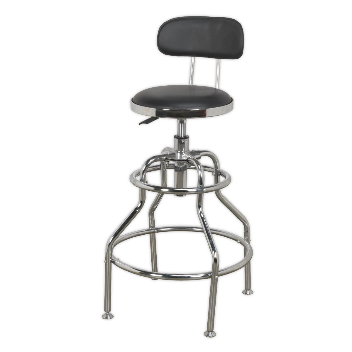Sealey Workshop Stool Pneumatic with Adjustable Height Swivel Seat & Back Rest SCR14