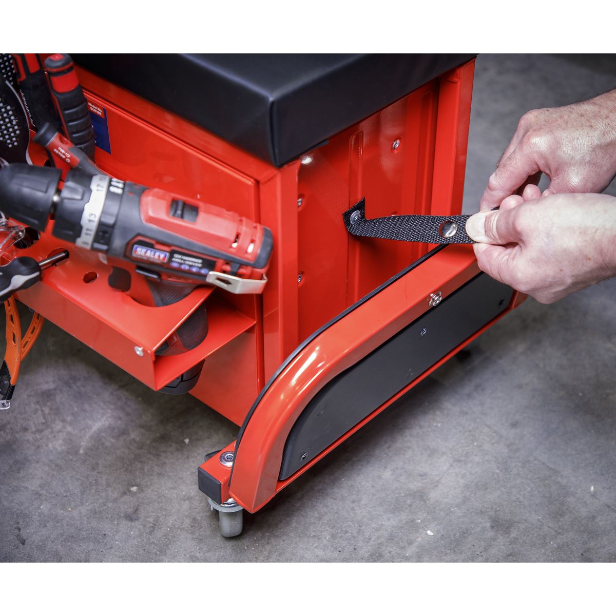 Sealey Mechanic's Utility Seat & Toolbox - Red SCR18R