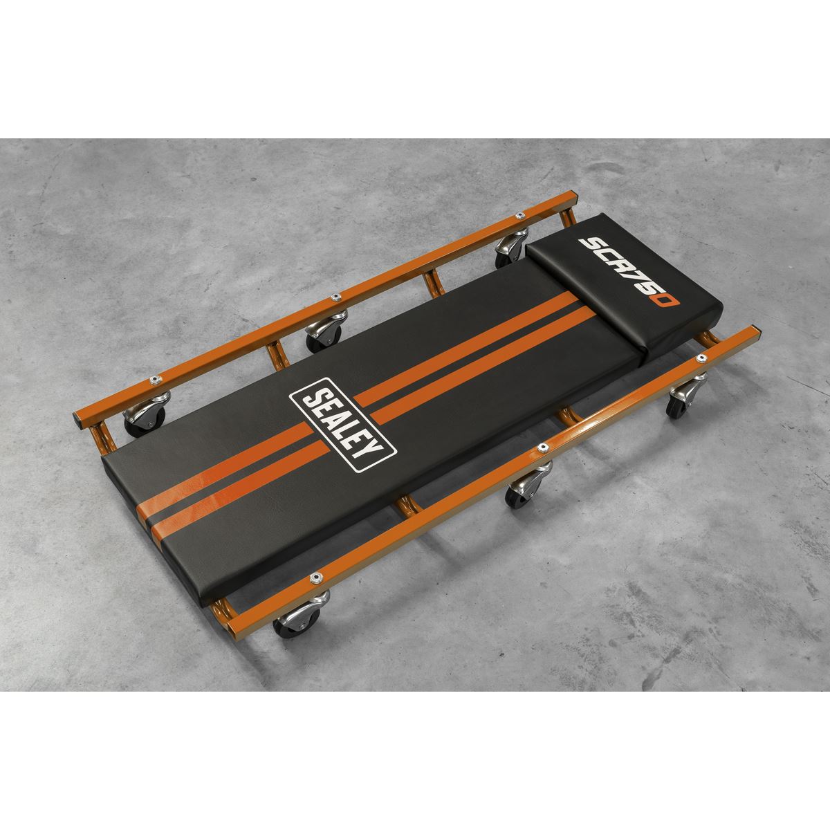 Sealey 36" Deluxe American-Style Creeper with Steel Frame & 6 Wheels - Orange SCR75O