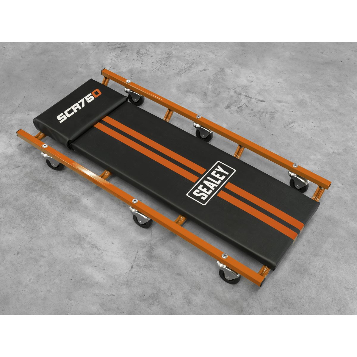 Sealey 36" Deluxe American-Style Creeper with Steel Frame & 6 Wheels - Orange SCR75O