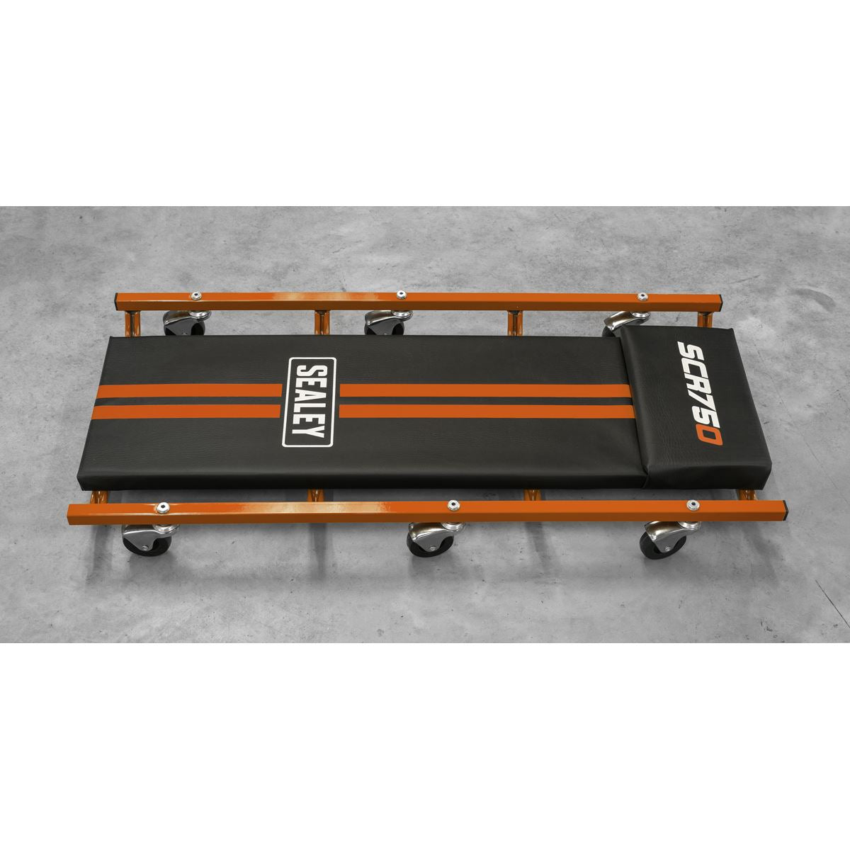 Sealey 36" Deluxe American-Style Creeper with Steel Frame & 6 Wheels - Orange SCR75O