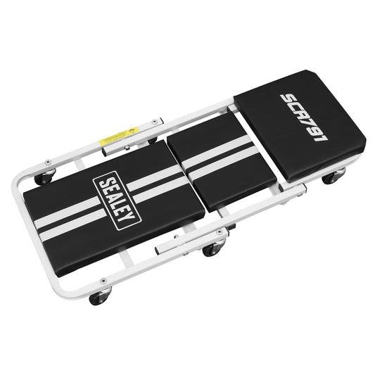 Sealey Compact Steel Creeper Seat with 6 Wheels Cushioned Vinyl SCR791