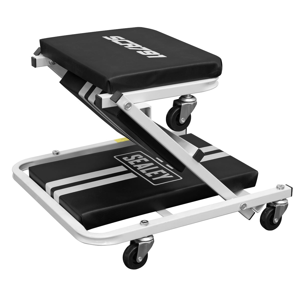 Sealey Compact Steel Creeper Seat with 6 Wheels Cushioned Vinyl SCR791