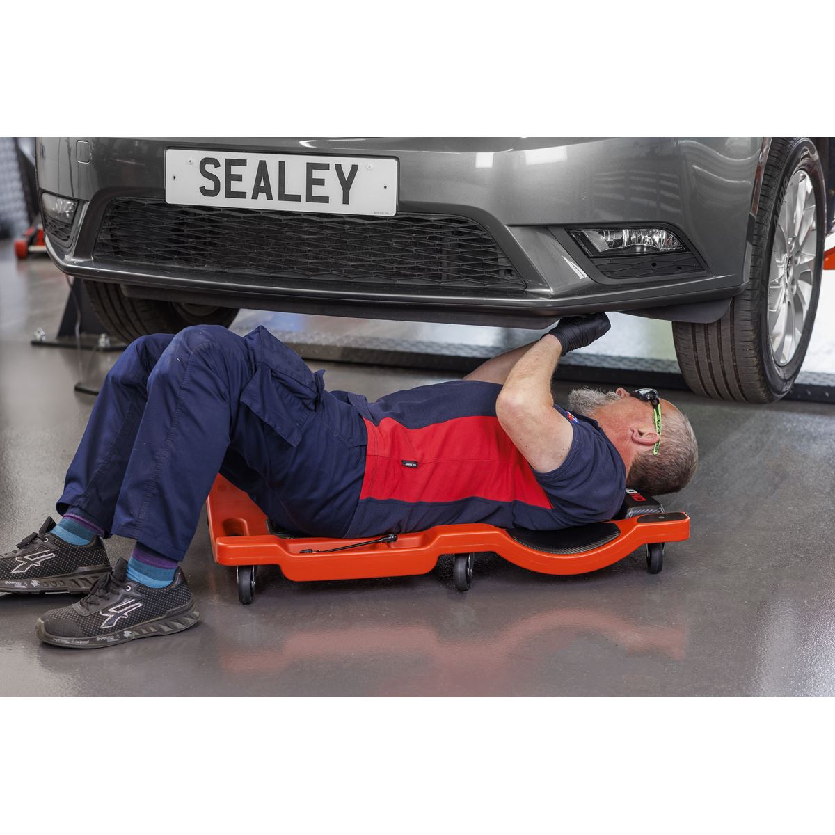 Sealey Composite Padded Creeper with Six 75mm Castor Wheels Low Profile SCR80HD