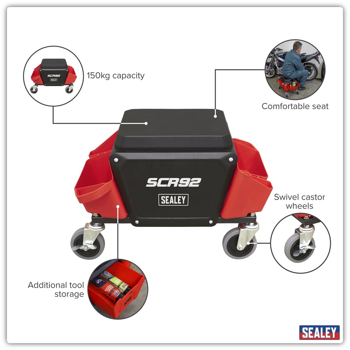 Sealey Mechanic's Detailing Utility Seat SCR92
