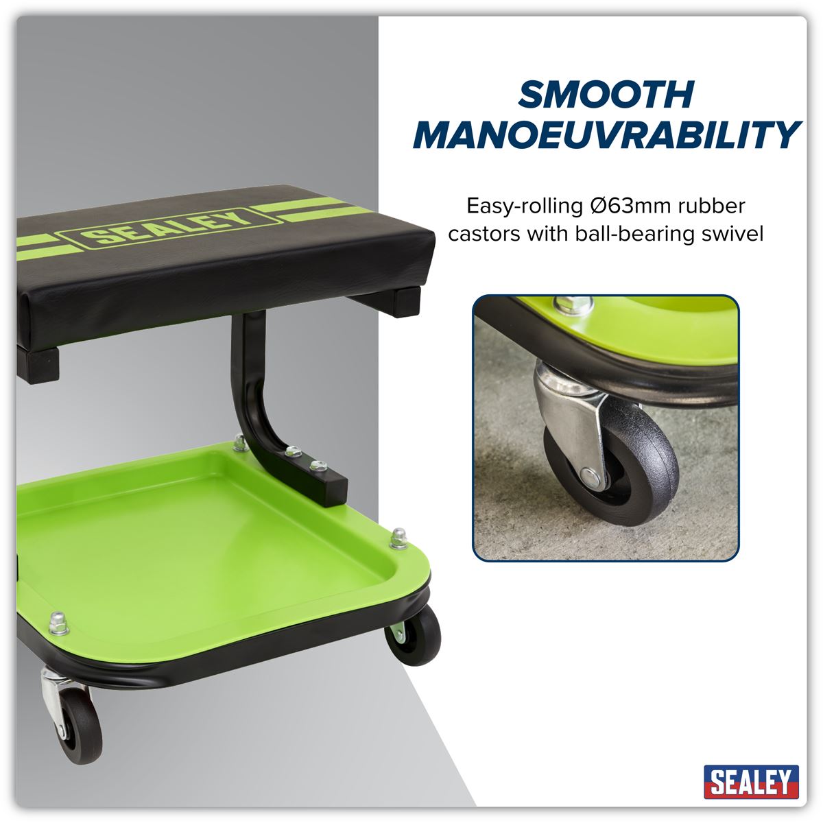 Sealey Mechanic's Utility Seat Deluxe - Hi-Vis Green SCR9HV