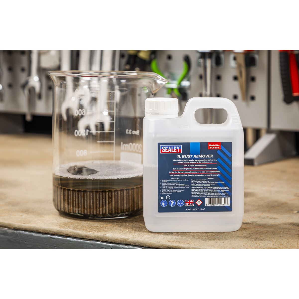 Sealey Rust Remover 1L Water Based Safe For Plastic Rubber Or Painted SCS202