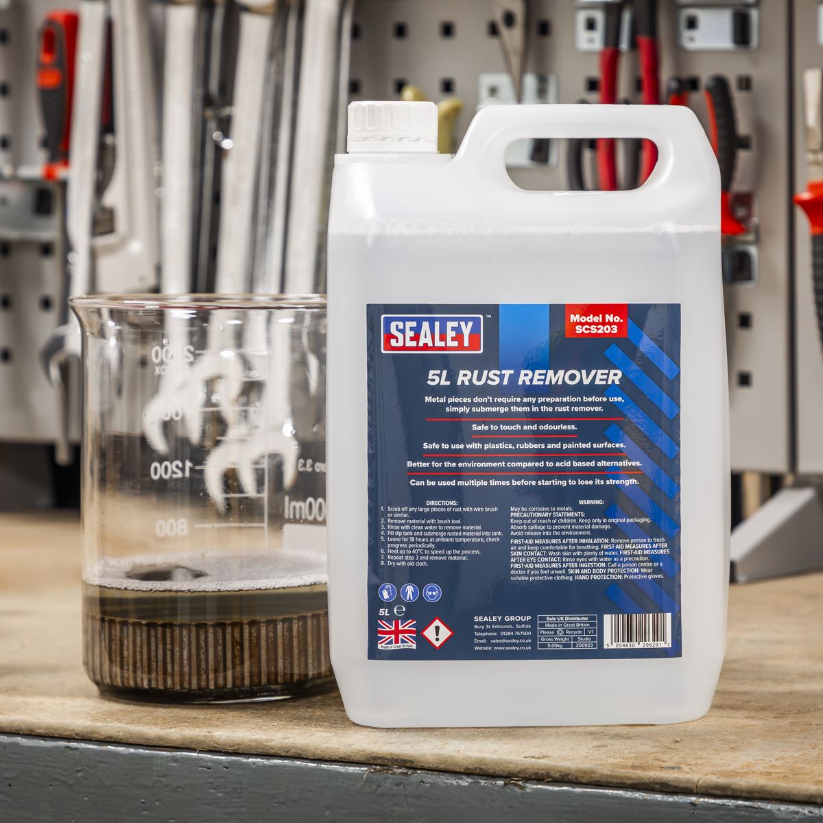 Sealey Rust Remover 5L Water Based Safe For Plastic Rubber Or Painted SCS203