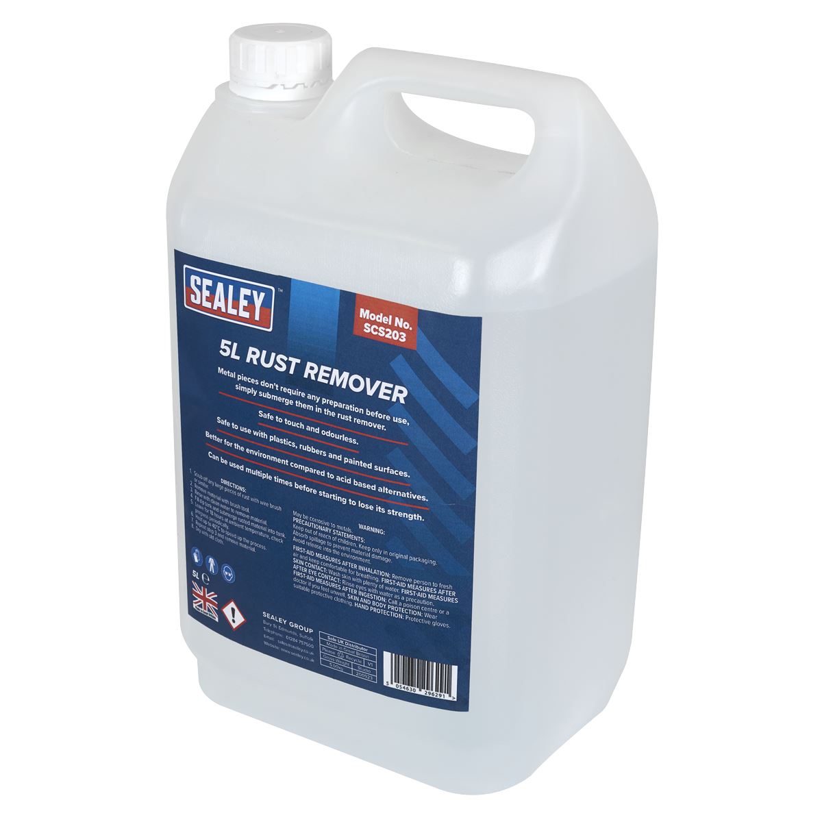 Sealey Rust Remover 5L Water Based Safe For Plastic Rubber Or Painted SCS203