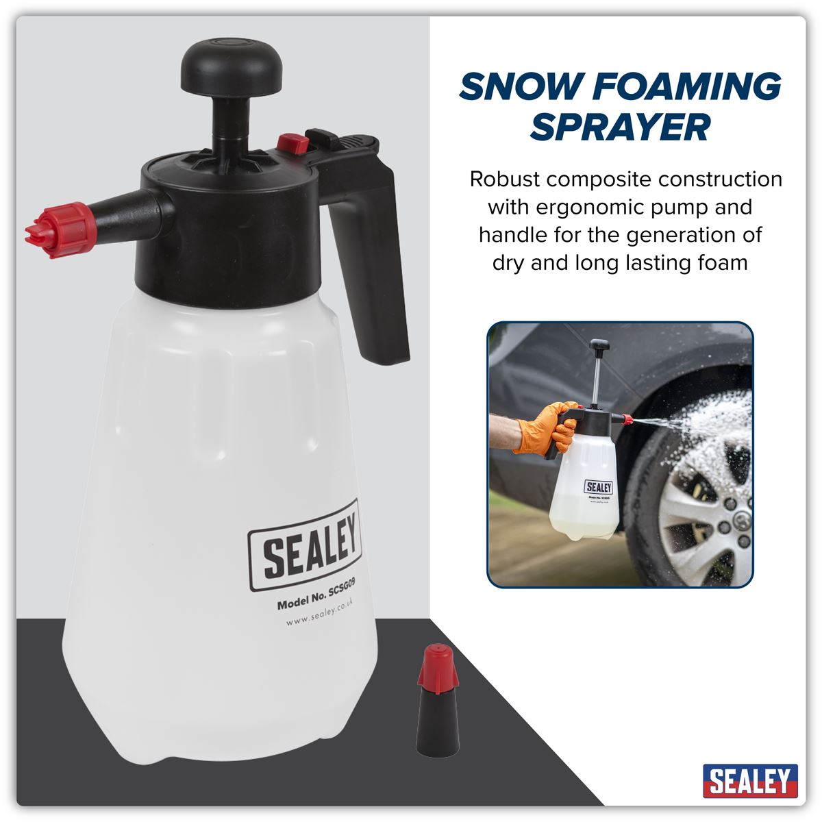 Sealey Snow Foaming Detailing Car Wheel Maintenance Pressure Spray 2L SCSG09