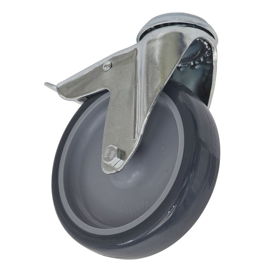 Sealey Castor Wheel Bolt Hole Swivel with Total Lock �100mm SCW2100SBL