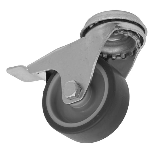 Sealey Medium-Duty Thermoplastic Bolt Hole Caster Wheel with Total Lock �50mm - Trade SCW250SBLEM