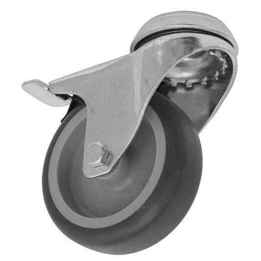 Sealey Medium-Duty Thermoplastic Bolt Hole Castor Wheel with Total Lock �75mm - Trade SCW275SBLEM