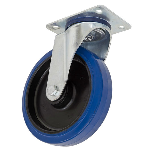 Sealey Heavy-Duty Blue Elastic Rubber Swivel Castor Wheel �100mm - Trade SCW3100SPEM