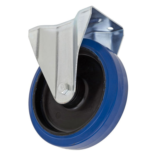 Sealey Heavy-Duty Blue Elastic Rubber Fixed Castor Wheel �160mm - Trade SCW3160FPEM