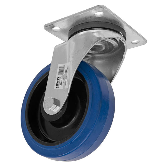 Sealey Heavy-Duty Blue Elastic Rubber Swivel Castor Wheel �160mm - Trade SCW3160SPEM
