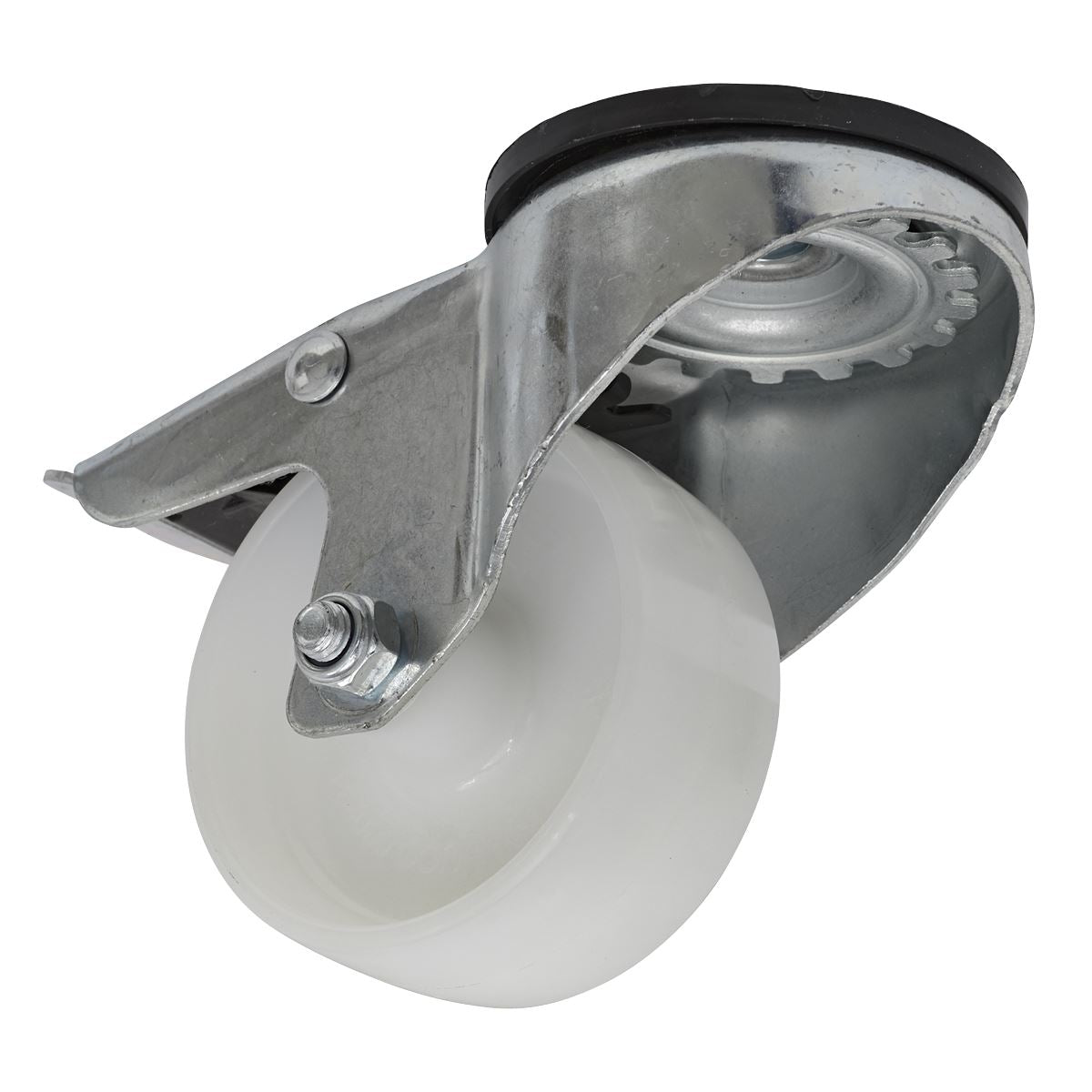 Sealey Castor Wheel Bolt Hole Swivel with Total Lock �80mm SCW480SBL
