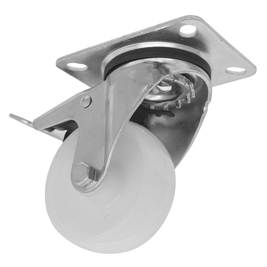 Sealey Heavy-Duty Nylon Castor Wheel Swivel with Total Lock �80mm - Trade SCW480SPLEM