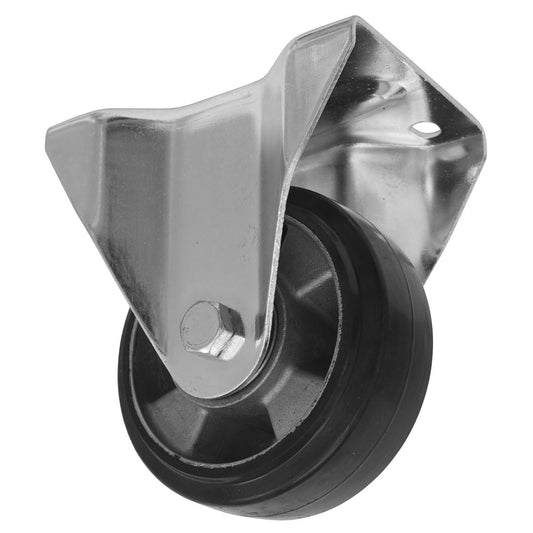 Sealey Heavy-Duty Rubber Fixed Plate Castor Wheel �125mm - Trade SCW5125FPEM