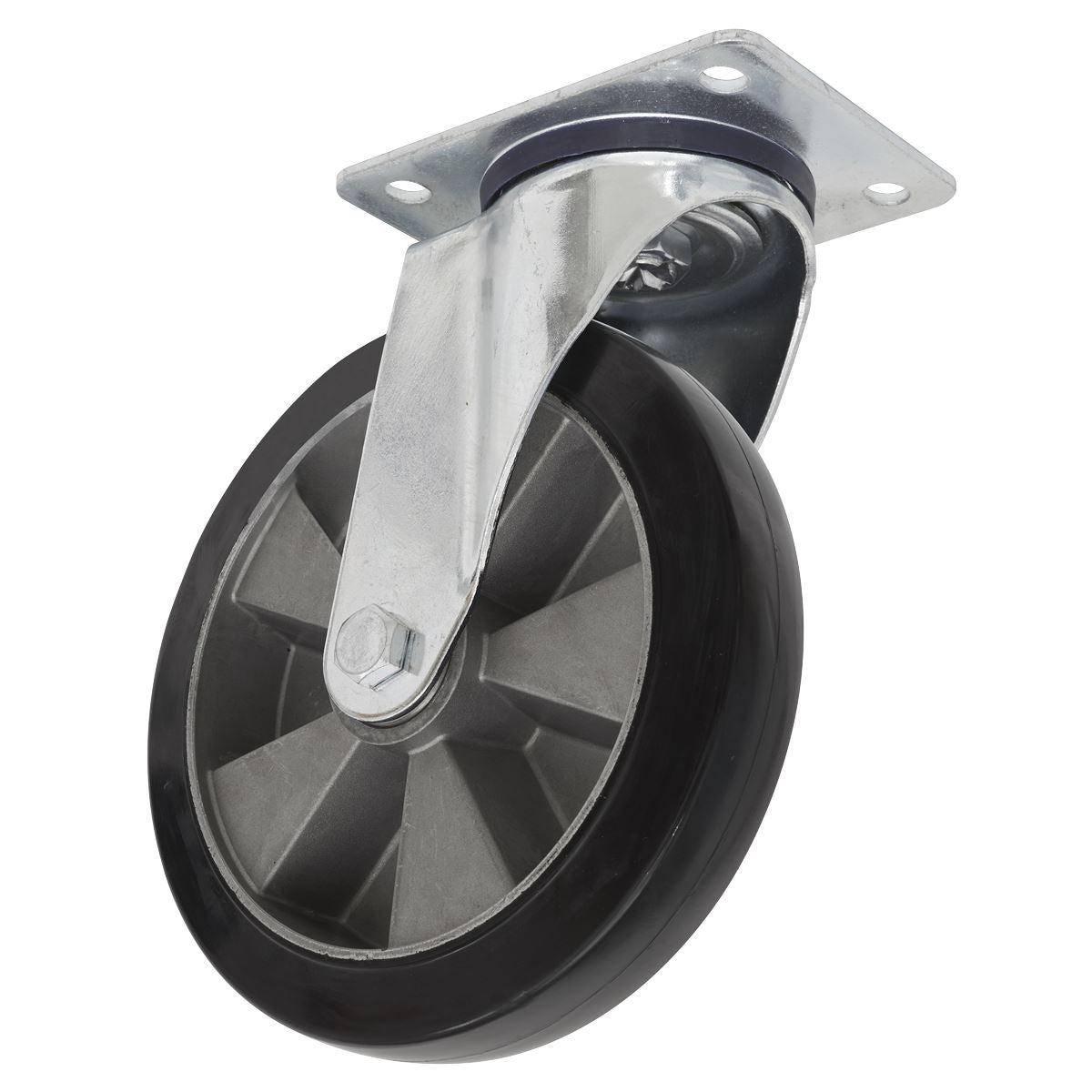 Sealey Heavy-Duty Rubber Castor Wheel Swivel �200mm - Trade SCW5200SPEM