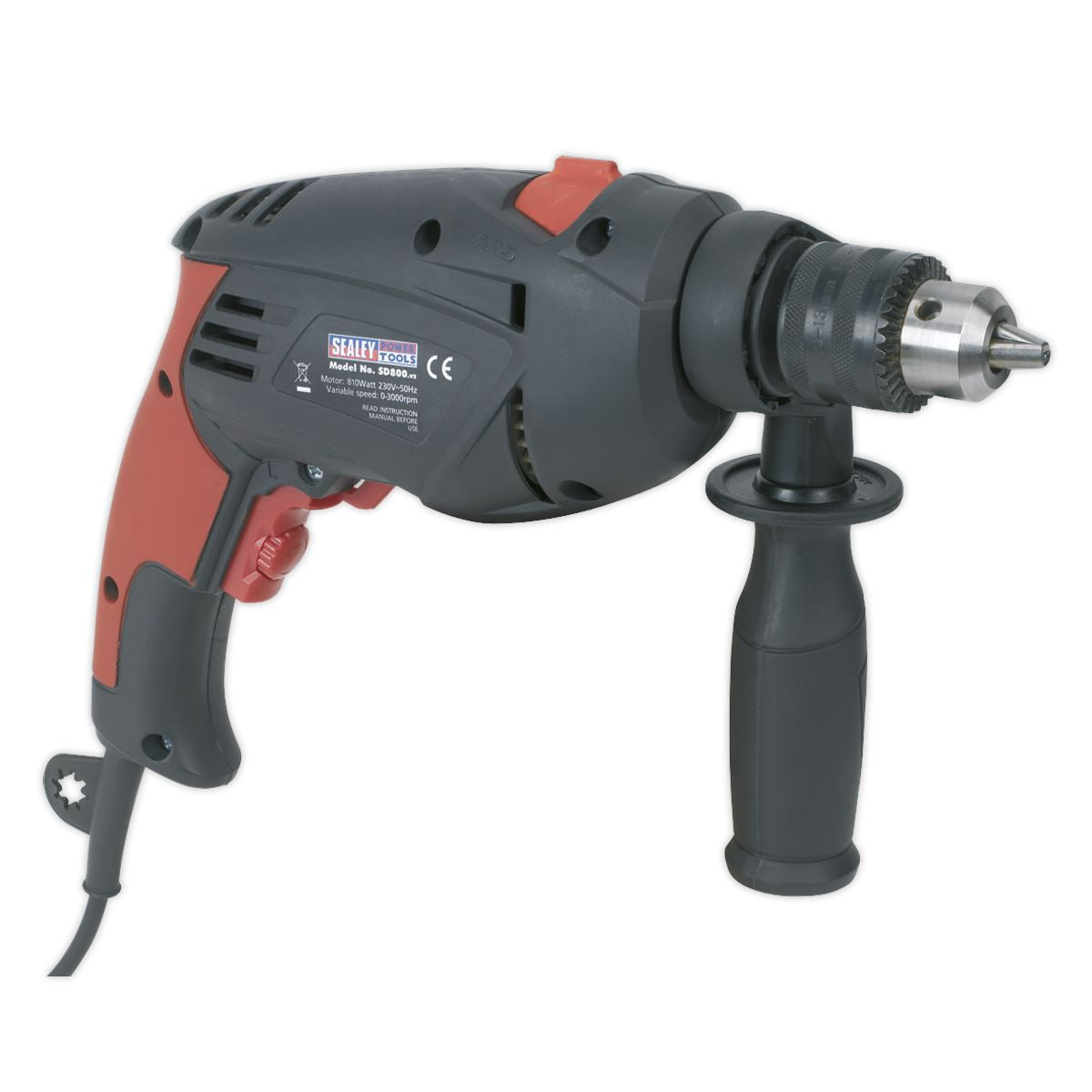 Sealey Hammer Drill �13mm Variable Speed with Reverse 850W/230V SD800