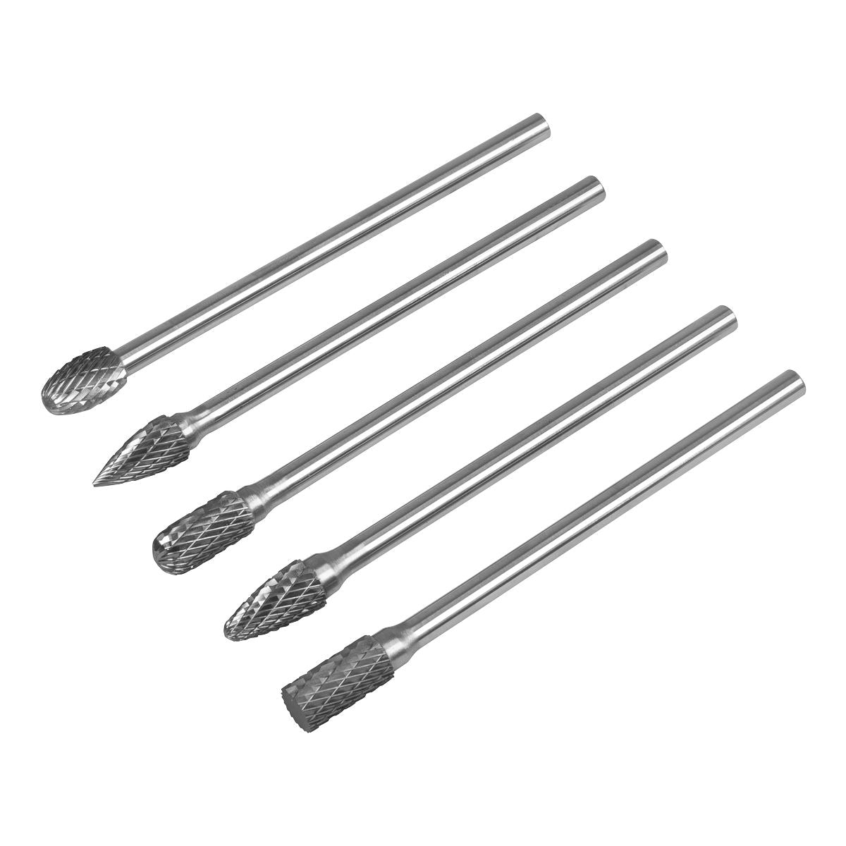 Sealey Tungsten Carbide Rotary Burr Set Extra Long 5pc Shaft 6mm SDBK5XL