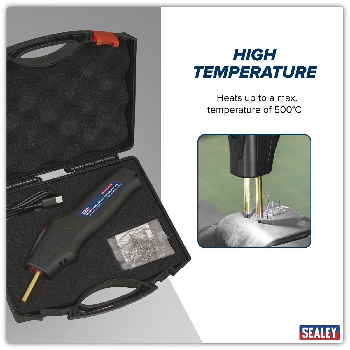 Sealey Rechargeable Hot Stapler Repair Kit 18W 3.7V 2.6Ah Lithium-ion SDL16